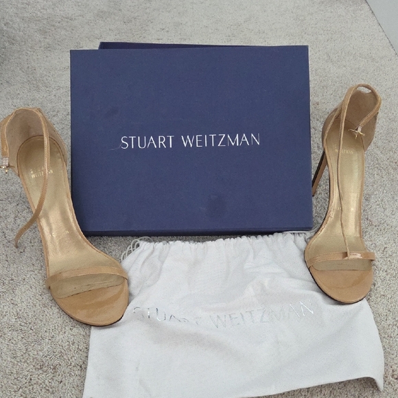 Stuart Weitzman Tan Patent Leather Heels - Picture 1 of 8
